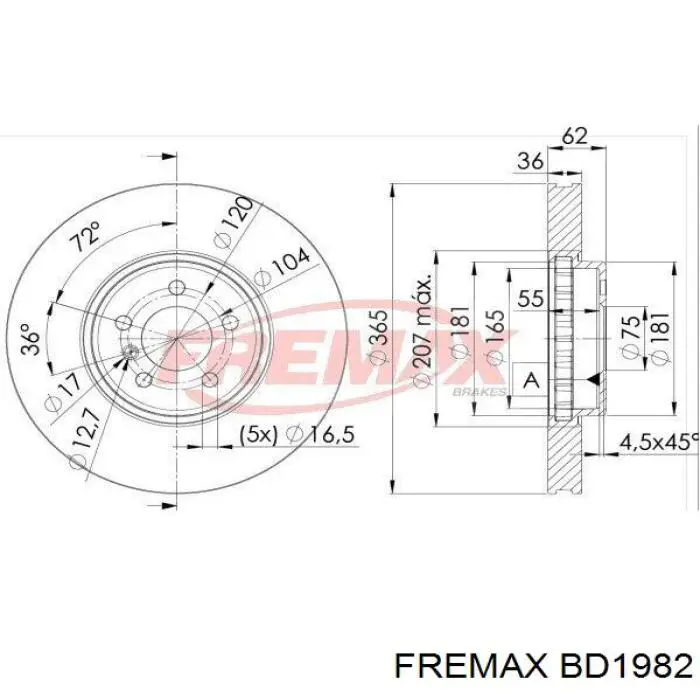 BD1982 Fremax disco de freno delantero