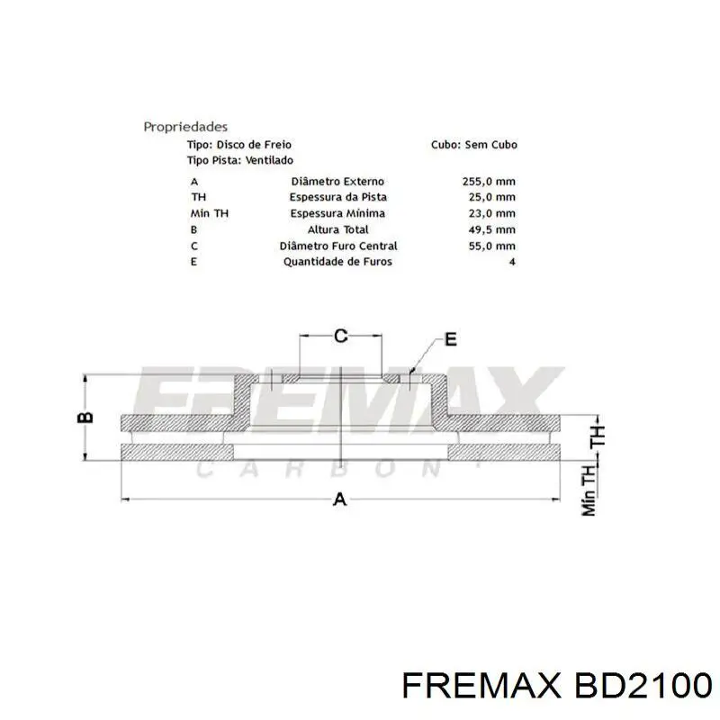 BD2100 Fremax freno de disco delantero