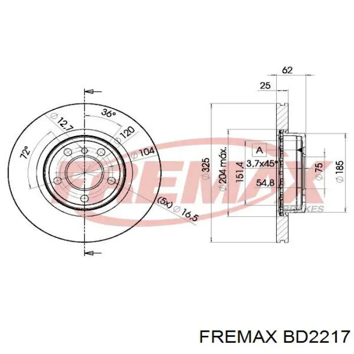 BD2217 Fremax freno de disco delantero