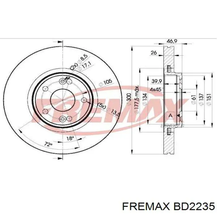 BD2235 Fremax freno de disco delantero