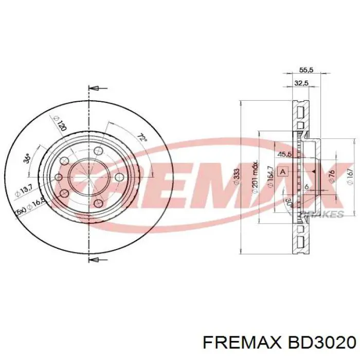 BD-3020 Fremax freno de disco delantero