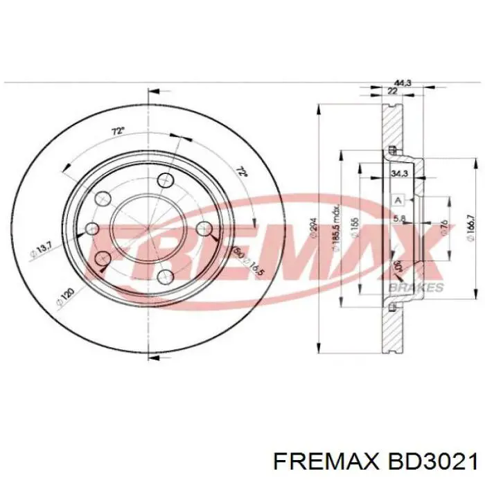 BD-3021 Fremax disco de freno trasero