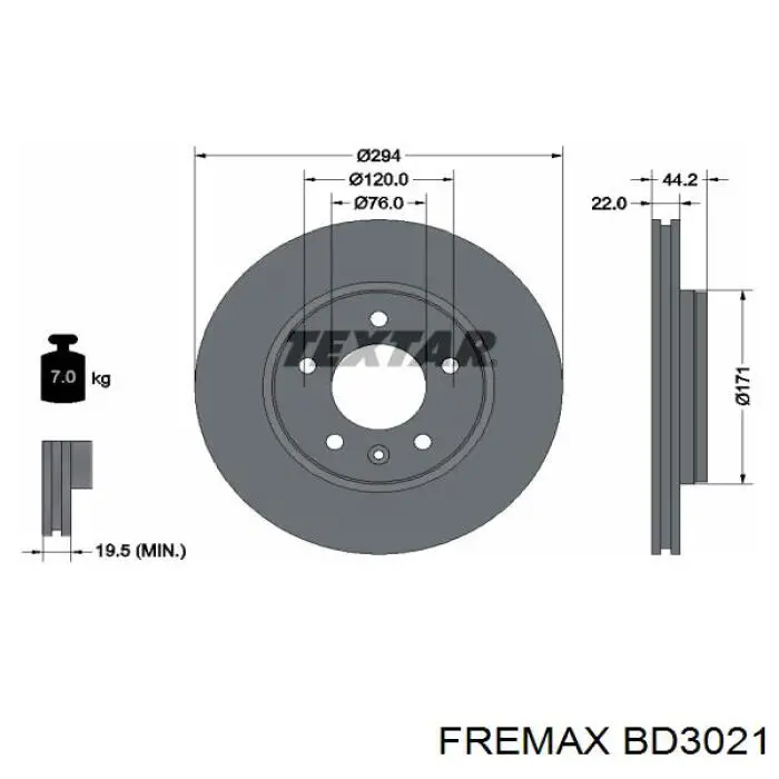 Disco de freno trasero BD3021 Fremax
