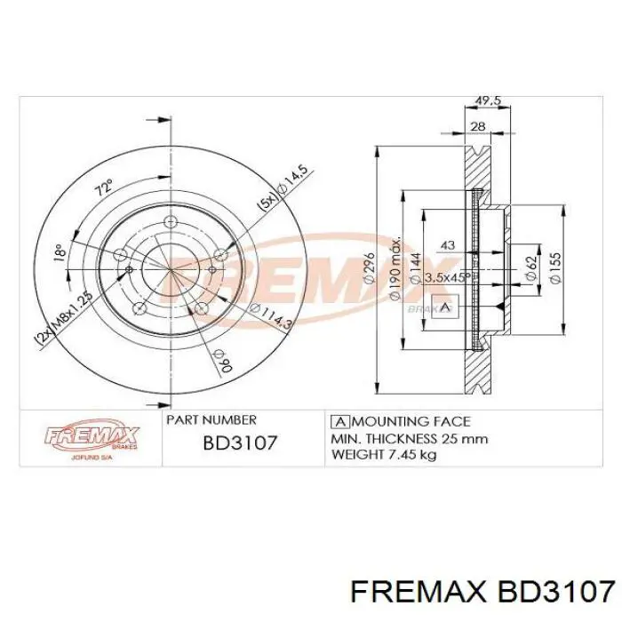 BD3107 Fremax disco de freno delantero