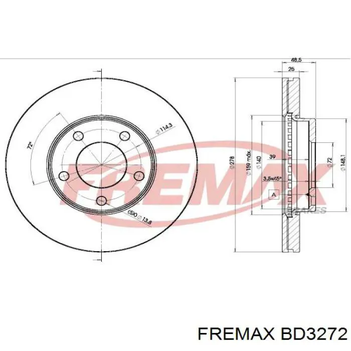 BD3272 Fremax freno de disco delantero