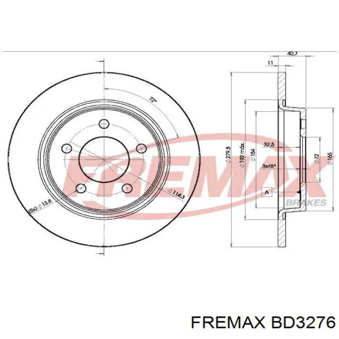 BD3276 Fremax disco de freno trasero