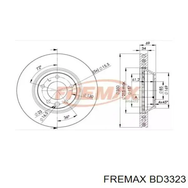 BD3323 Fremax freno de disco delantero