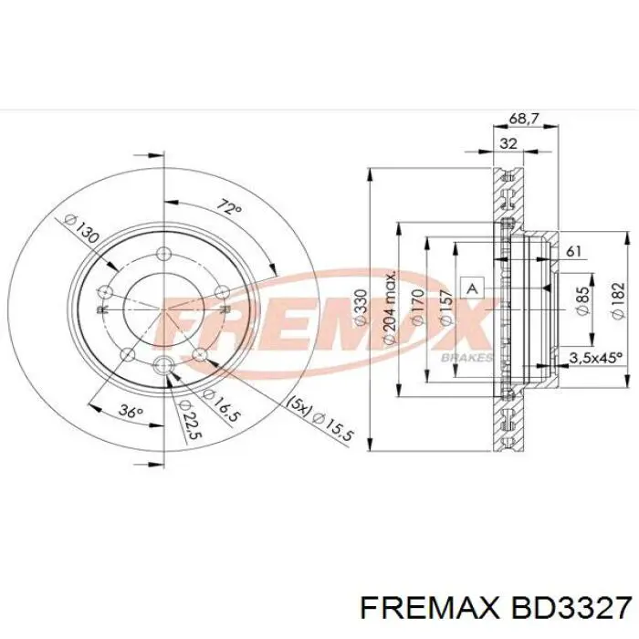 BD3327 Fremax disco de freno delantero