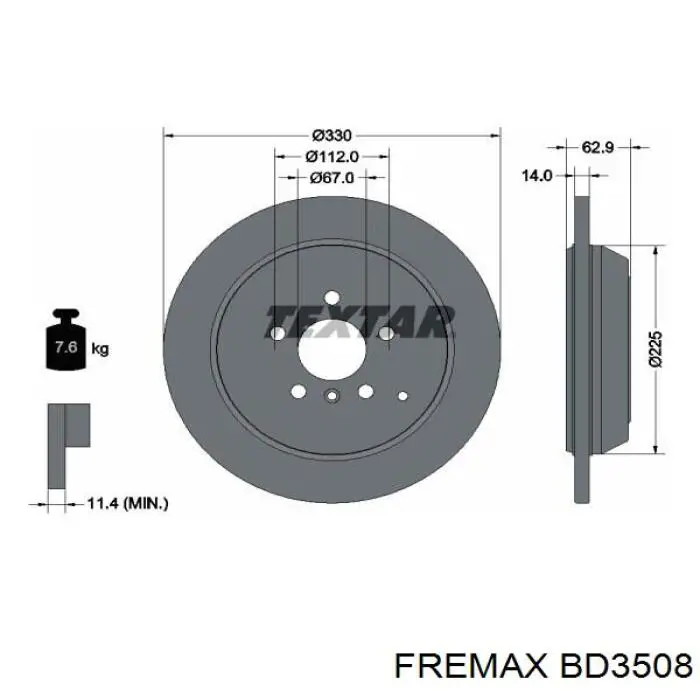 BD3508 Fremax disco de freno trasero