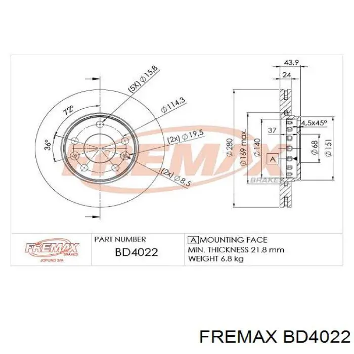 Freno de disco delantero Renault DUSTER 2 HM