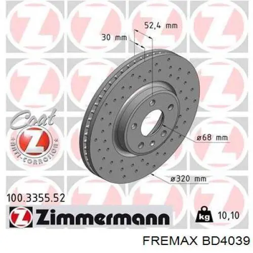 Disco de freno delantero Fremax BD4039