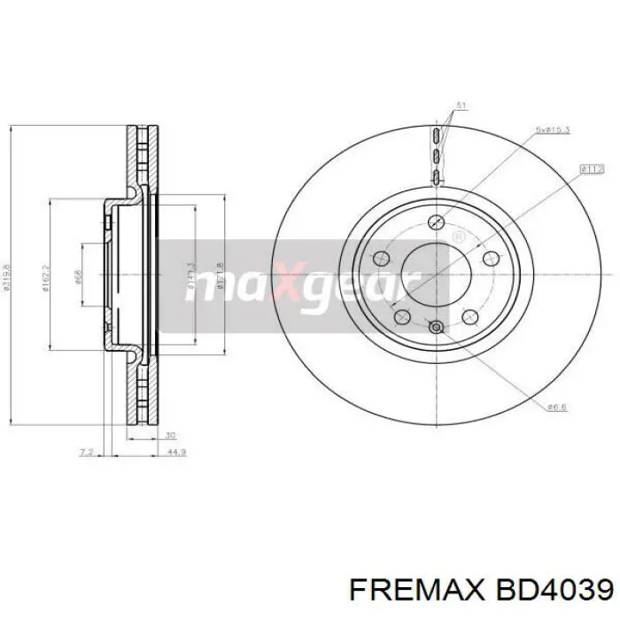 Disco de freno BD4039 Fremax