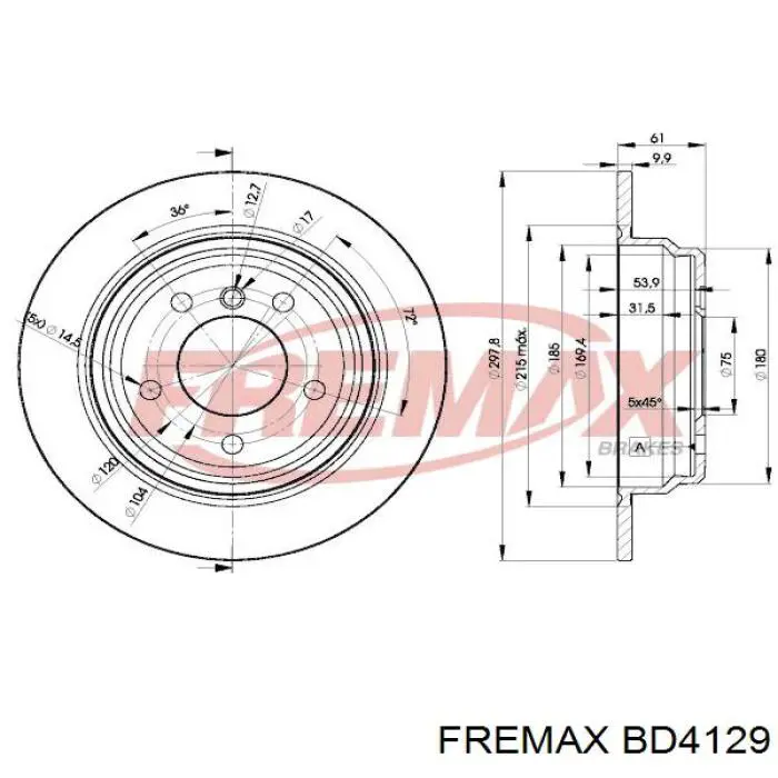 BD4129 Fremax disco de freno trasero