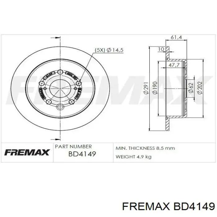 BD4149 Fremax disco de freno trasero