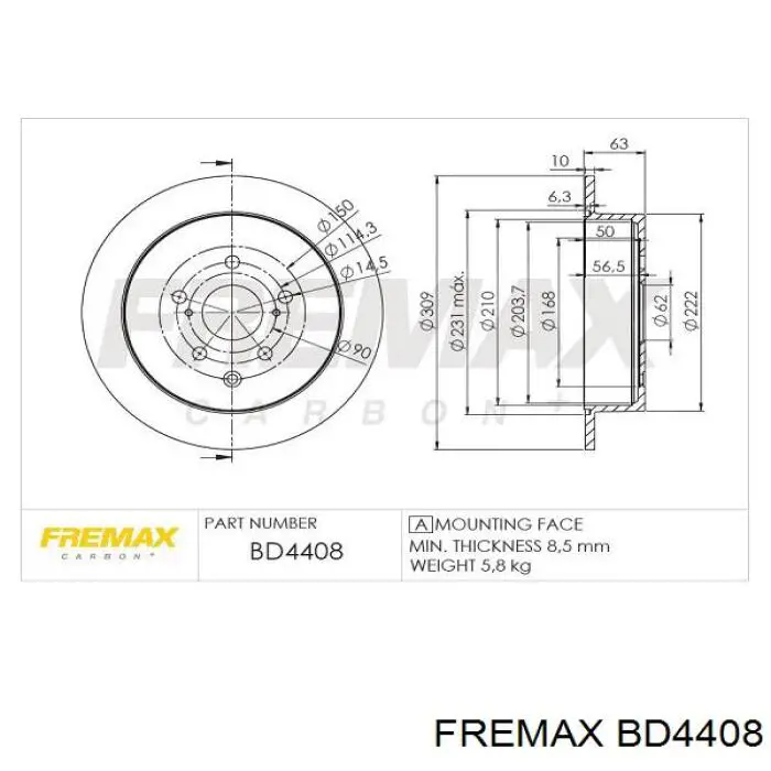 BD4408 Fremax disco de freno trasero