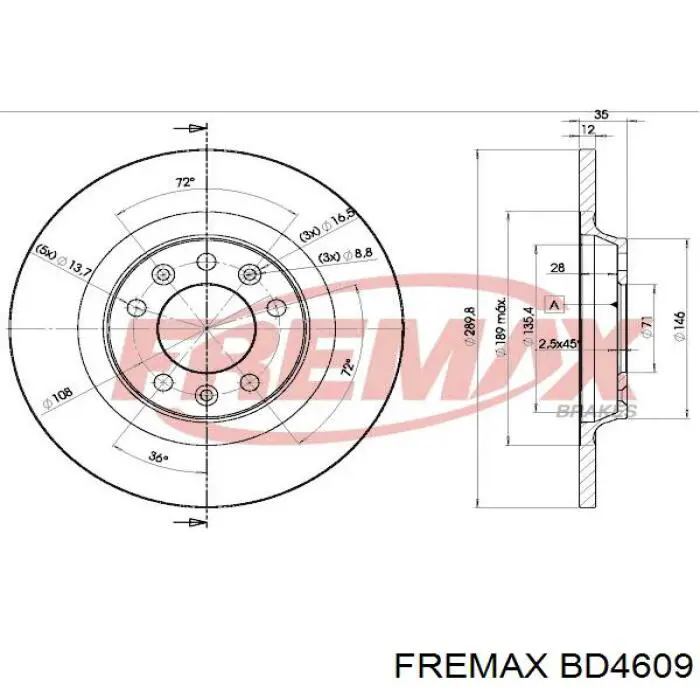 BD4609 Fremax disco de freno trasero