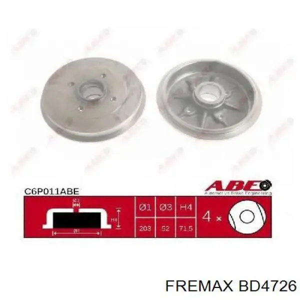 BD4726 Fremax freno de tambor trasero