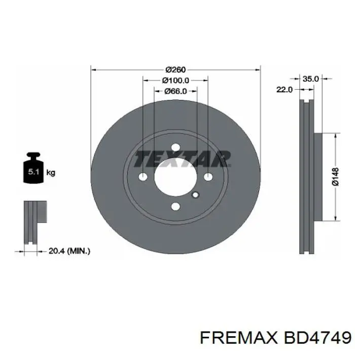 BD-4749 Fremax freno de disco delantero