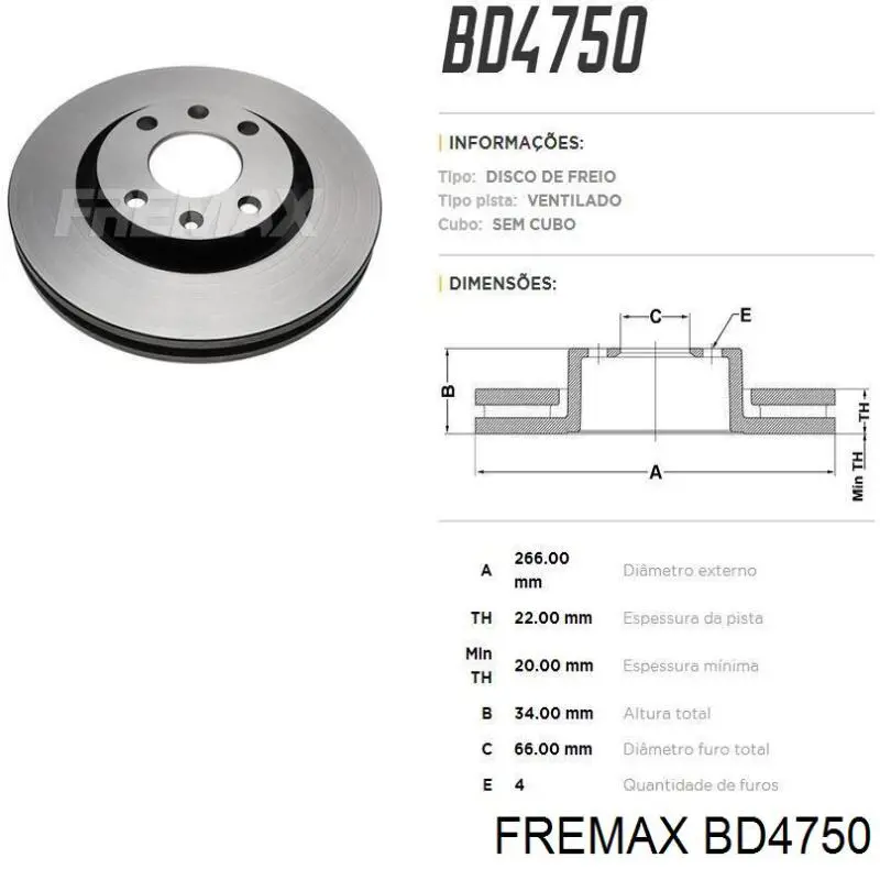 Comprar BD4750 Fremax Freno de disco delantero