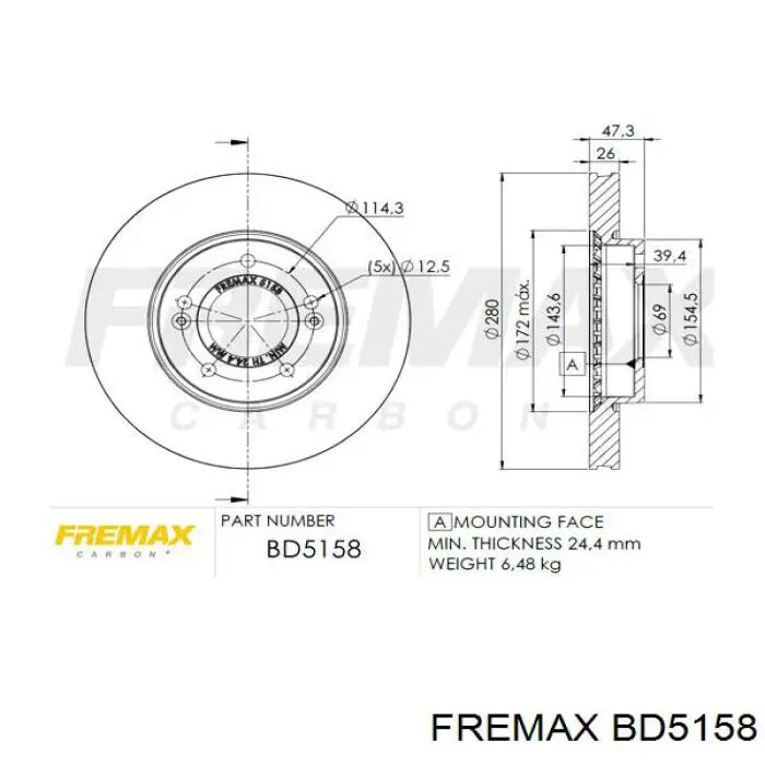 BD5158 Fremax freno de disco delantero