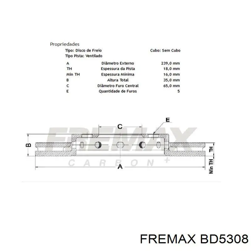 BD5308 Fremax freno de disco delantero