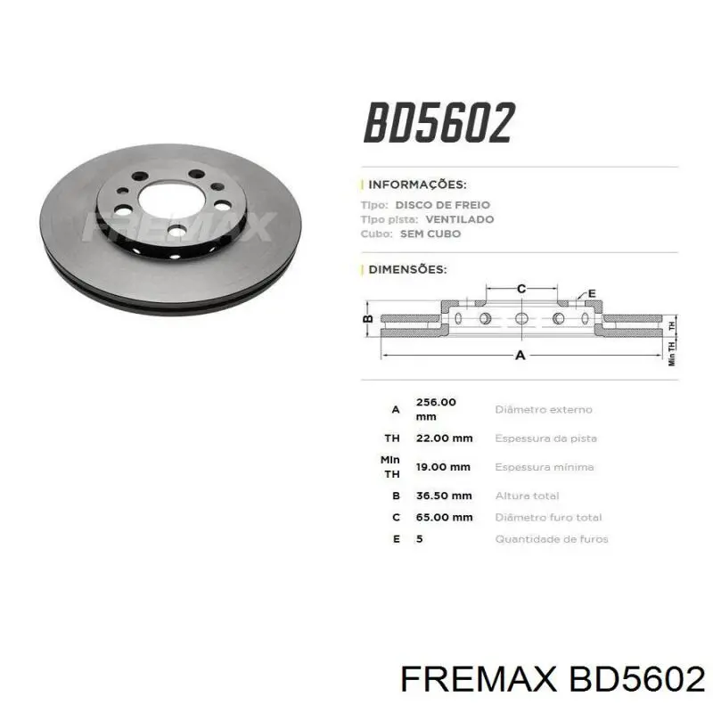 Disco de freno delantero Fremax BD5602
