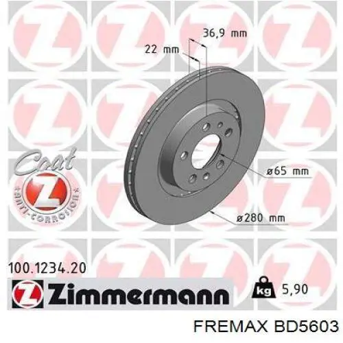 Disco de freno delantero Fremax BD5603