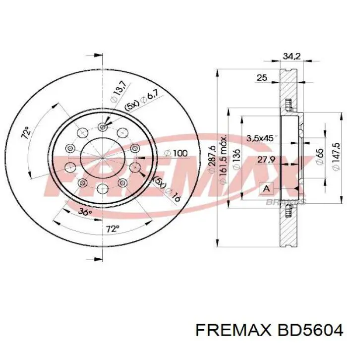 BD5604 Fremax freno de disco delantero