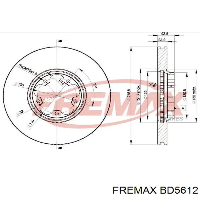 BD-5612 Fremax freno de disco delantero