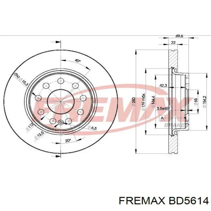 BD5614 Fremax disco de freno delantero