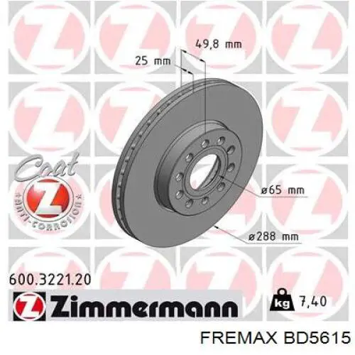 Freno de disco delantero Volkswagen Caddy 2 9K9