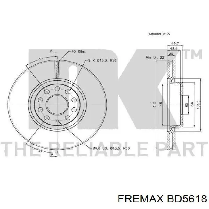 Comprar BD5618 Fremax Freno de disco delantero