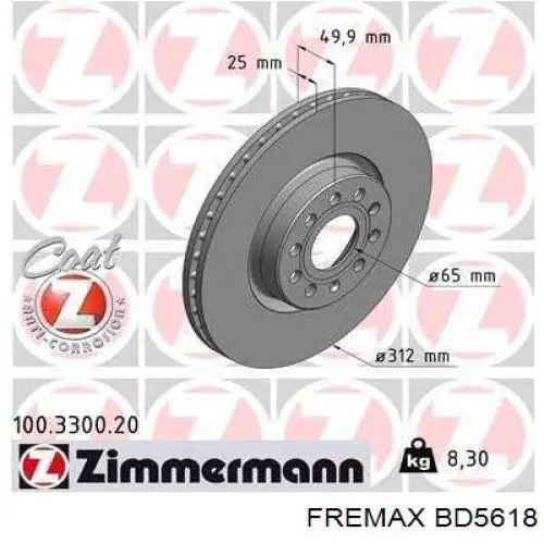 Disco de freno BD5618 Fremax