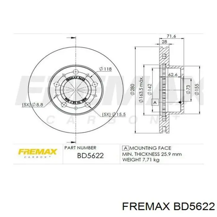 BD-5622 Fremax freno de disco delantero