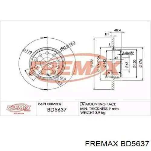 BD5637 Fremax disco de freno trasero