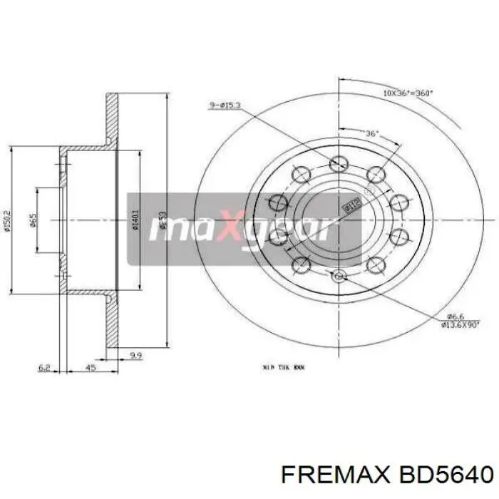 Disco de freno trasero BD5640 Fremax