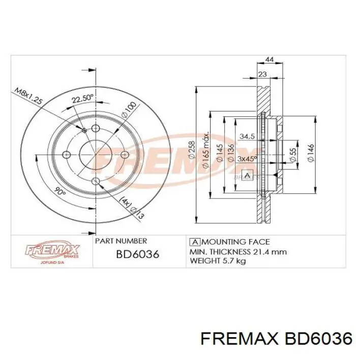 BD6036 Fremax freno de disco delantero