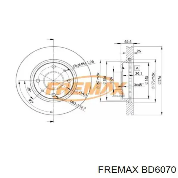 Disco de freno delantero BD6070 Fremax