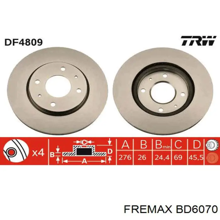 Comprar BD6070 Fremax Disco de freno delantero