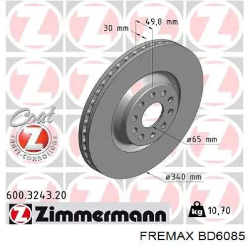 Disco de freno BD6085 Fremax