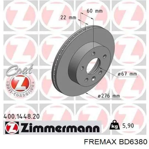 BD-6380 Fremax freno de disco delantero