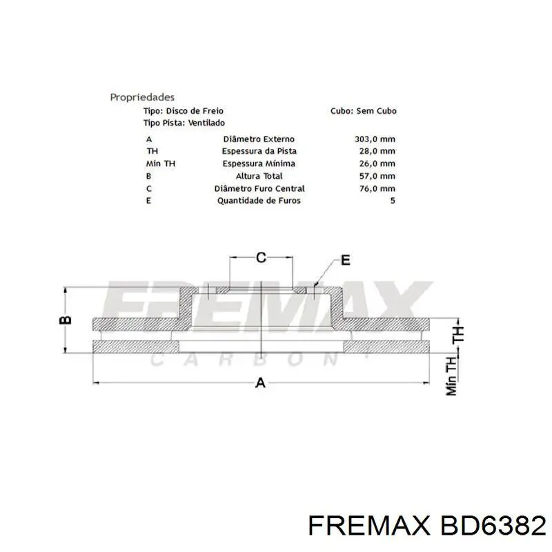 BD6382 Fremax freno de disco delantero