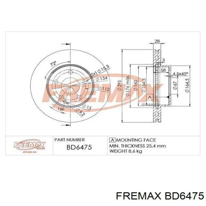 BD6475 Fremax freno de disco delantero