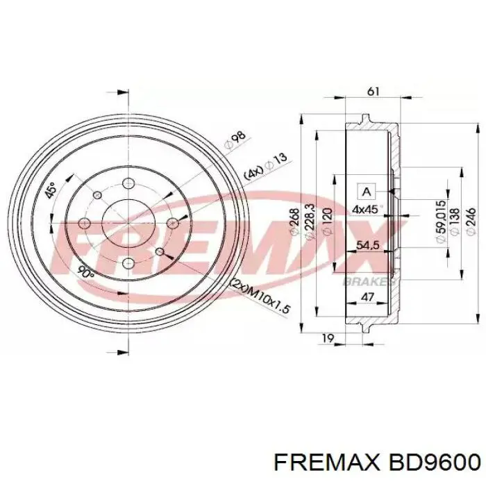 Comprar BD9600 Fremax Tambor de freno trasero