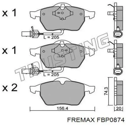 FBP-0874 Fremax pastillas de freno delanteras