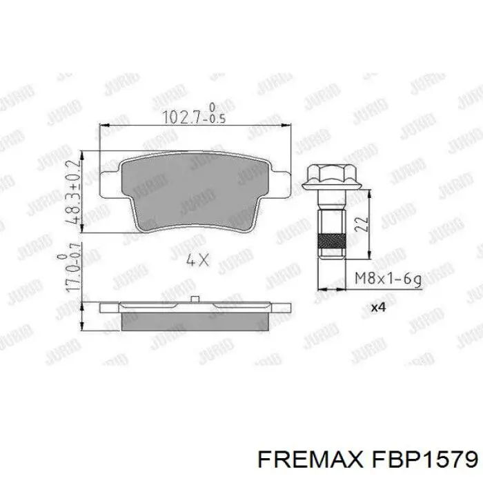 FBP1579 Fremax pastillas de freno traseras