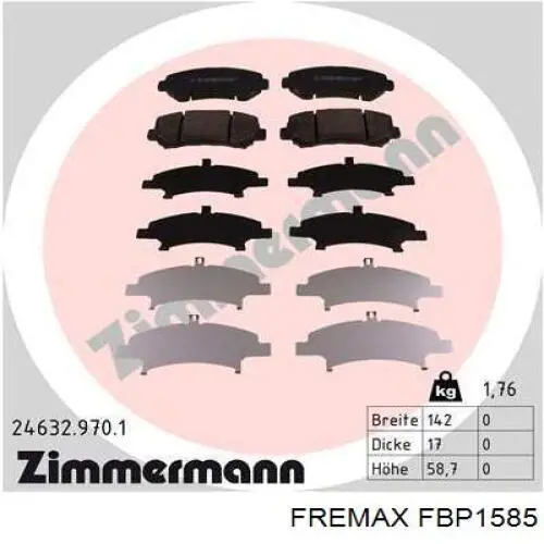 FBP1585 Fremax pastillas de freno delanteras