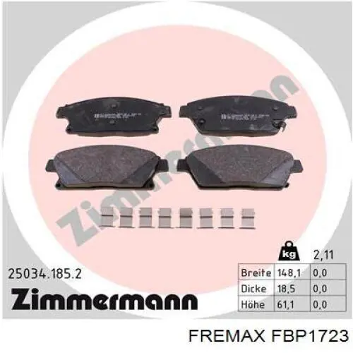 FBP1723 Fremax pastillas de freno delanteras