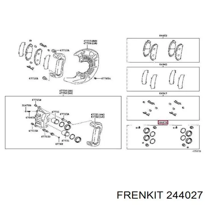 244027 Frenkit juego de reparación, pinza de freno delantero