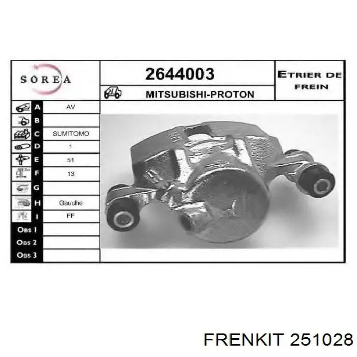 251028 Frenkit juego de reparación, pinza de freno delantero